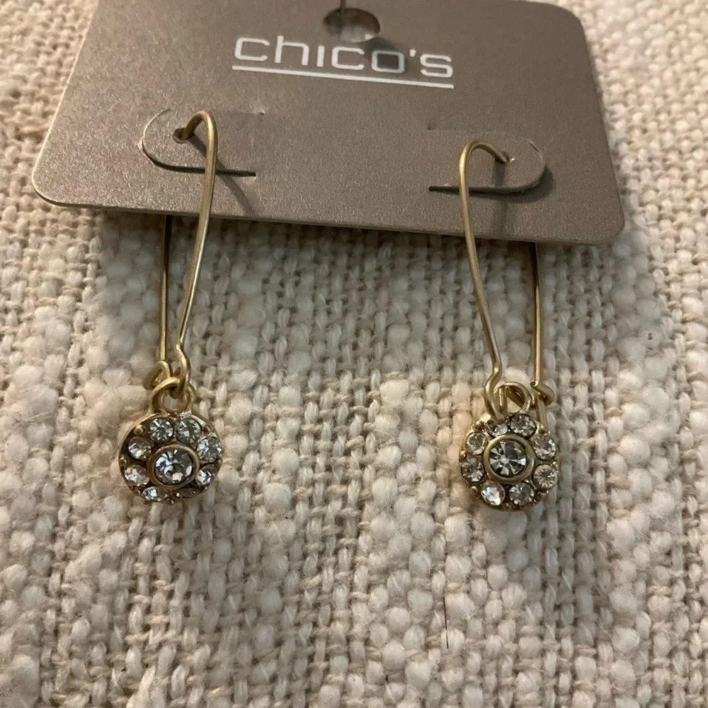 0172-Chico's Gold Crystal‎ Drop Earrings